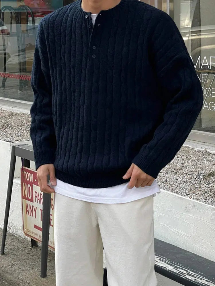 Herre Henley Pullover Stilig Design 5