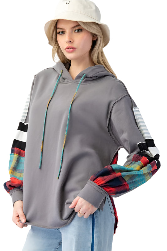 Herre Hoodie Plaid Terry Strikket 0