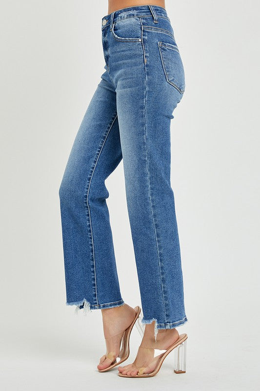 Herre Høyt Liv Ankel Jeans Avslappet Passform 3