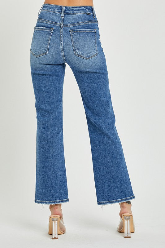 Herre Høyt Liv Avslappede Rett Jeans 4