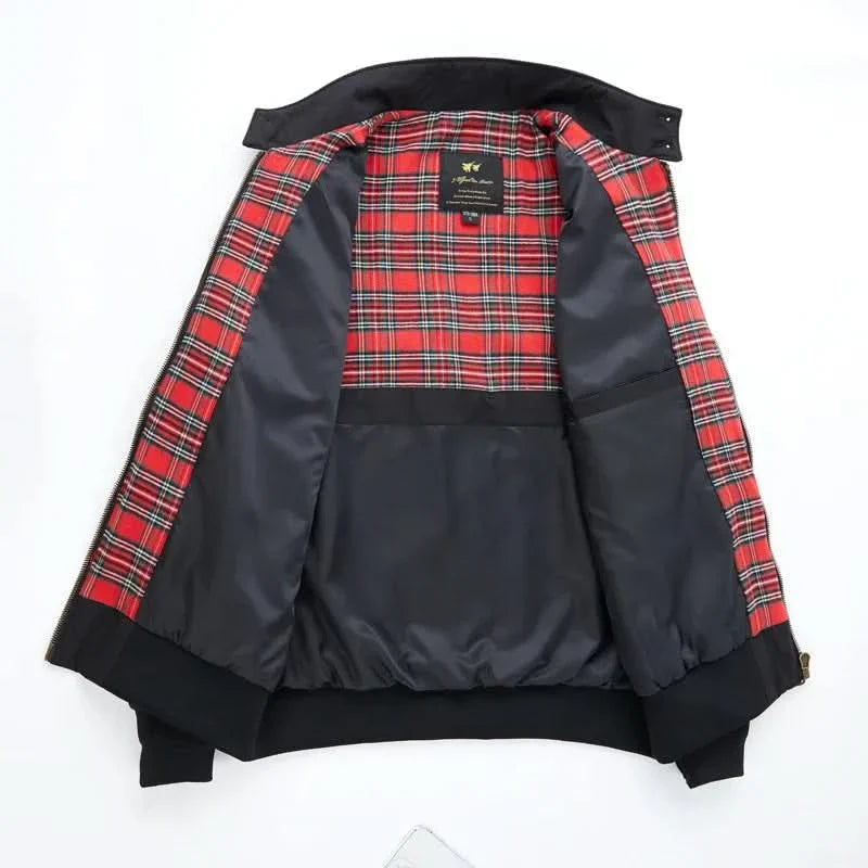 Herre Jakke Bomber Klassisk Stil med Rutete Fôr 4