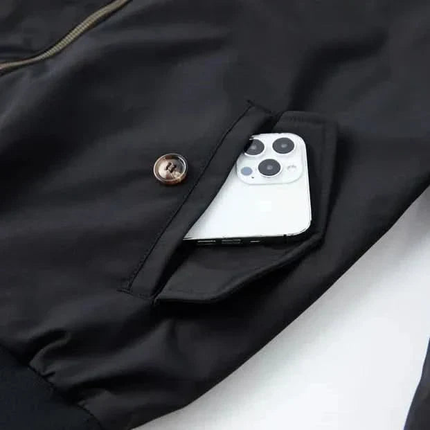 Herre Jakke Bomber Klassisk Stil med Rutete Fôr 6