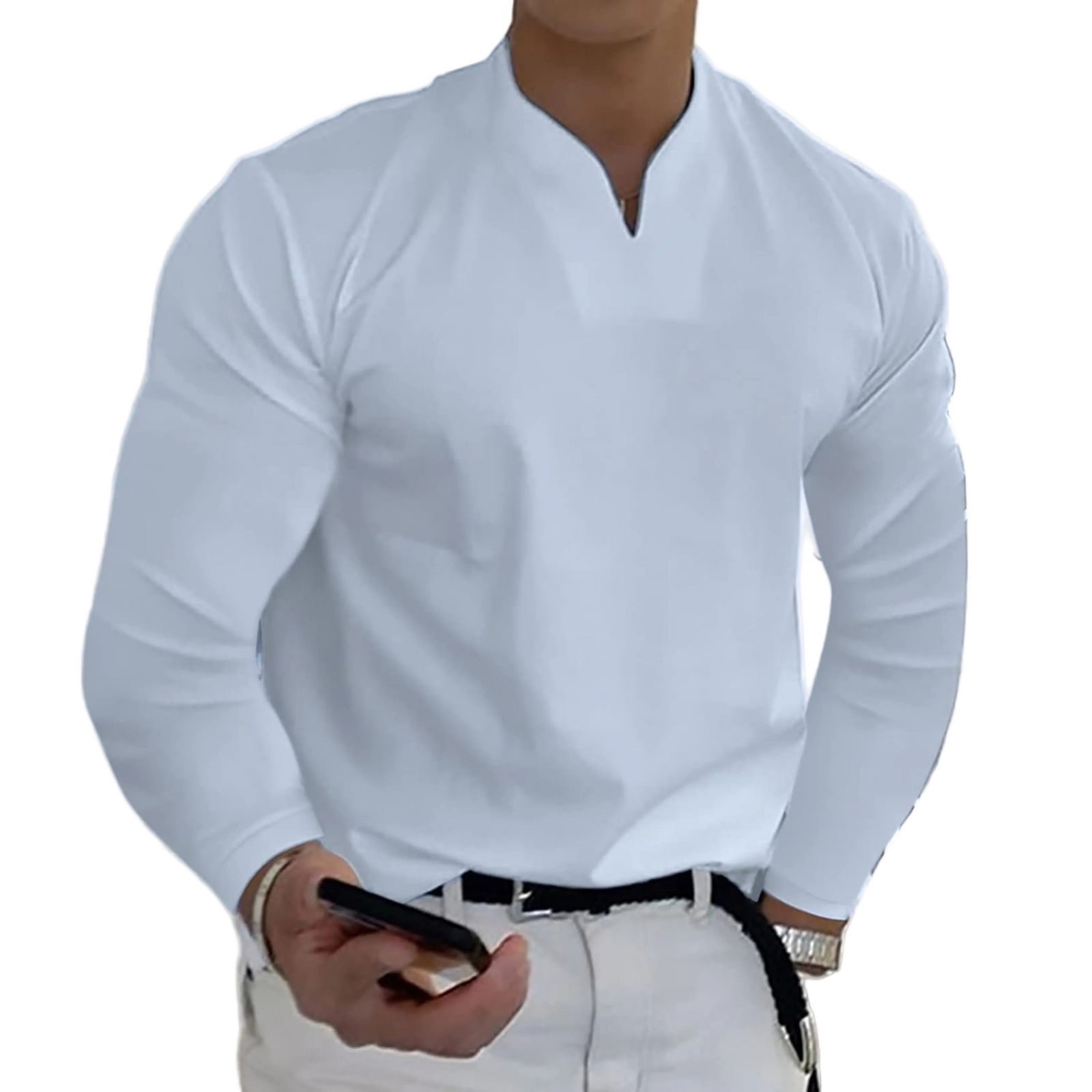 Herre Langermet Polo V-hals Stil 0