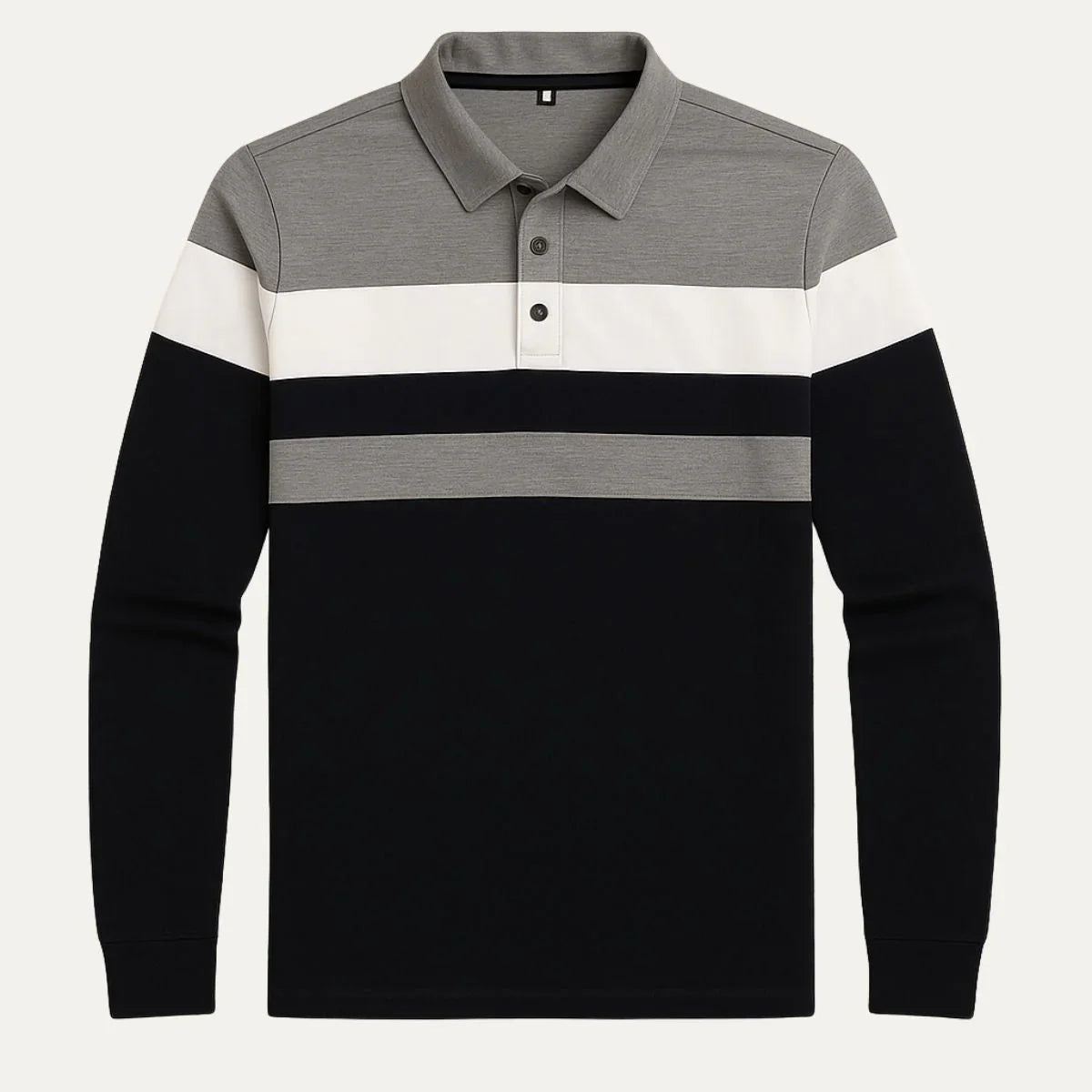 Herre Langermet Poloskjorte Stripete Design 1