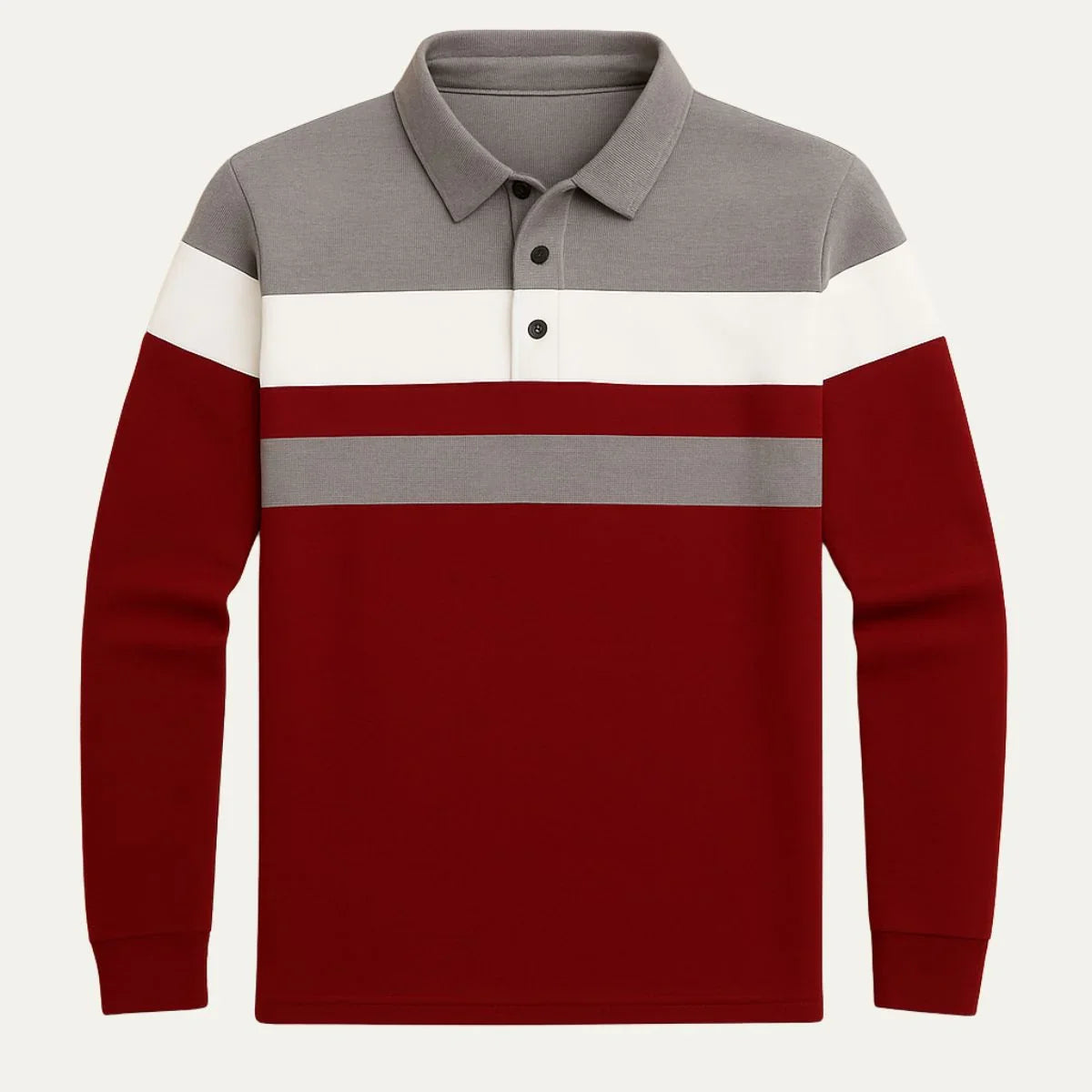 Herre Langermet Poloskjorte Stripete Design 3