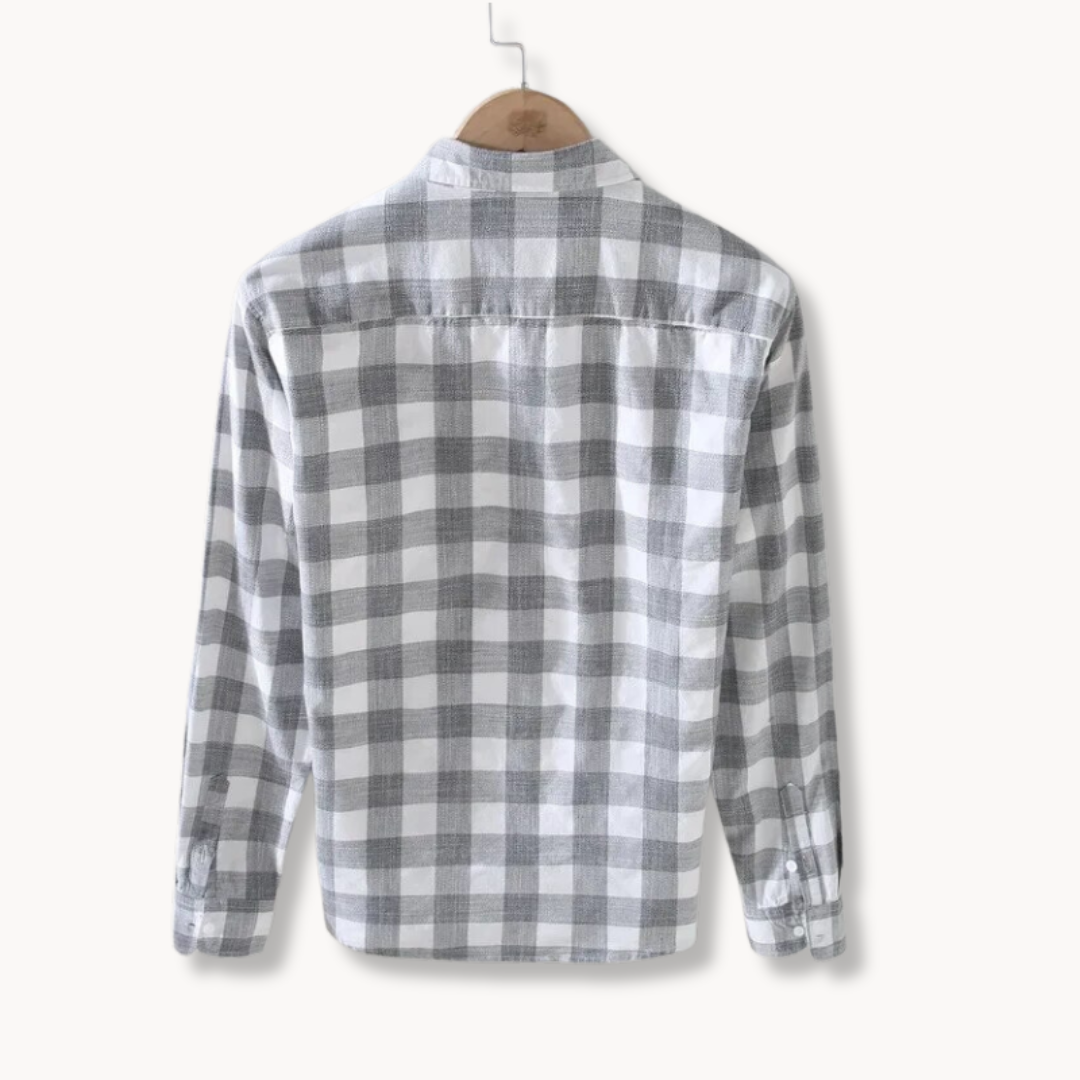 Herre Langermet Skjorte i Gingham Mønster 1