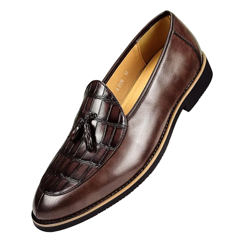 Herre Loafers Krokodillepreget Design med Klassiske Dusker 0