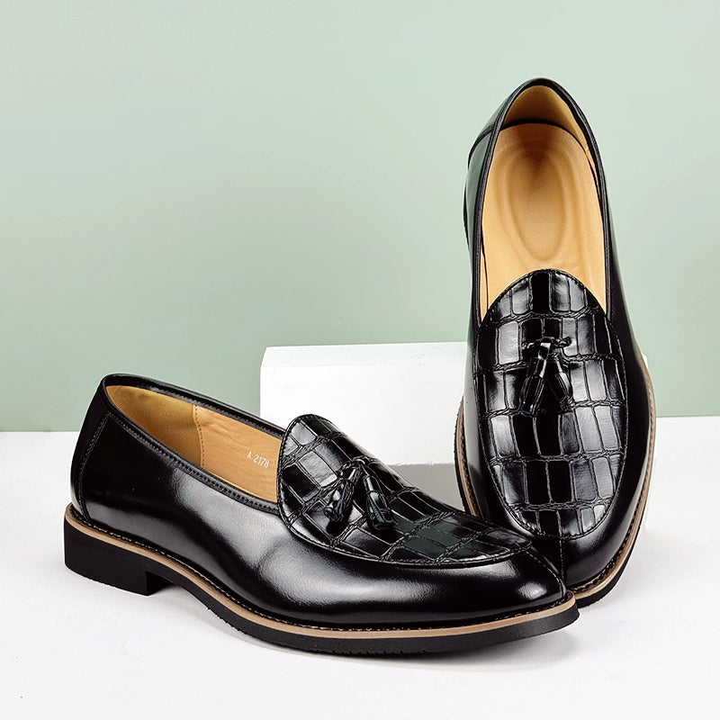 Herre Loafers Krokodillepreget Design med Klassiske Dusker 3