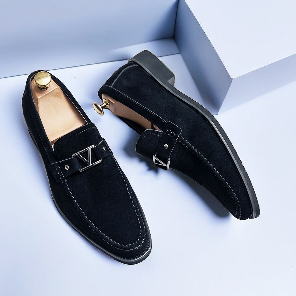 Herre Loafers Slip-On Vegan Suede med Dekorativ Spenne 1