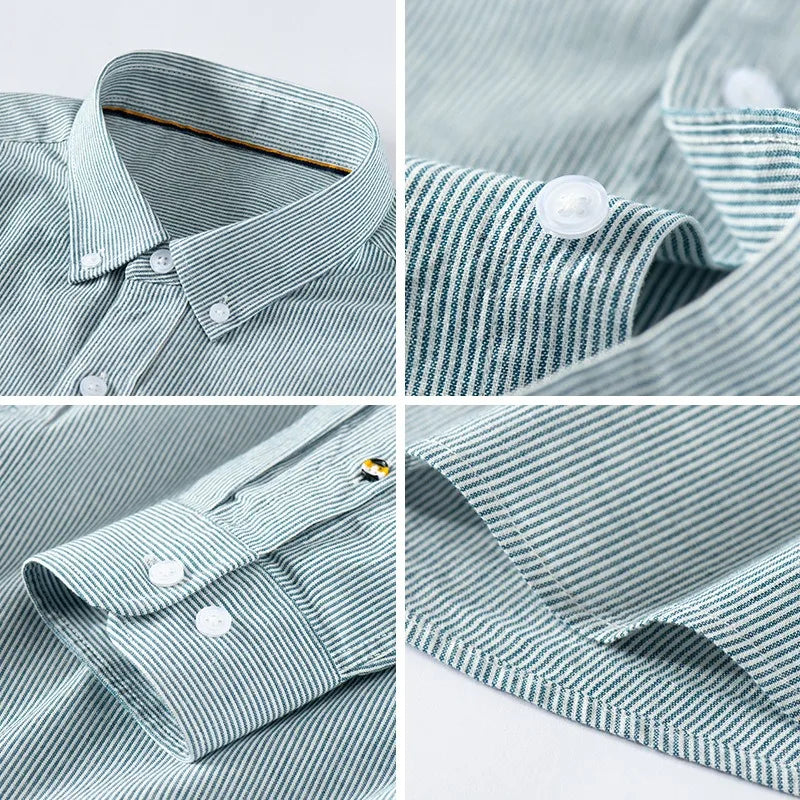 Herre Oxford Skjorte Klassisk Stil 5
