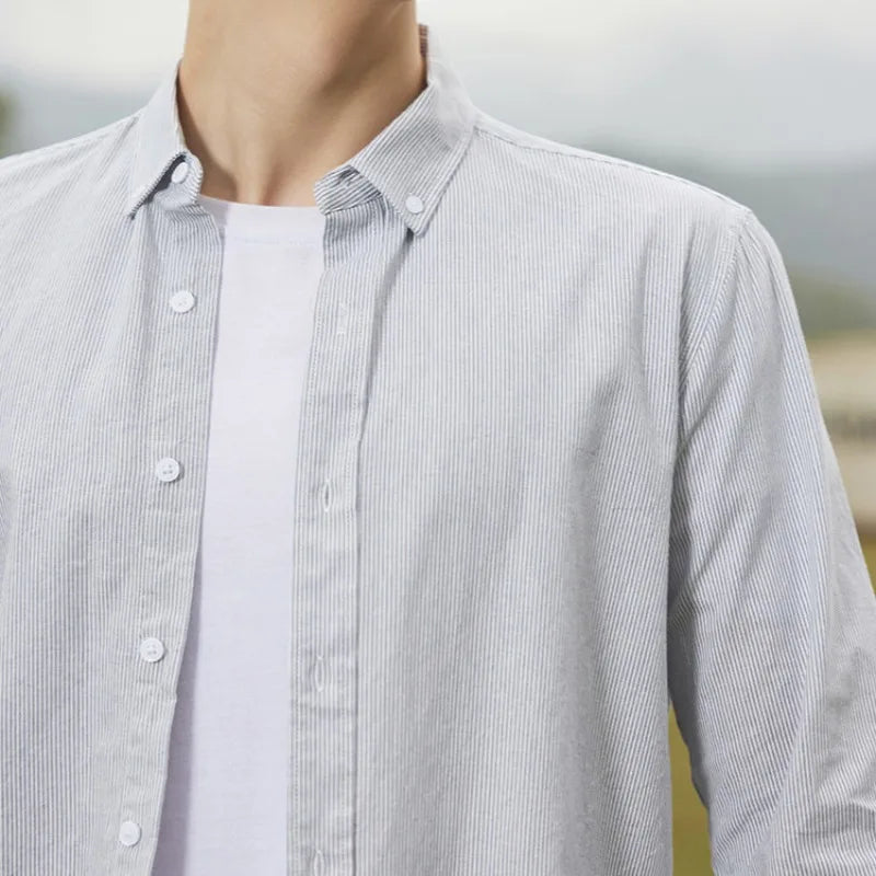Herre Oxford Skjorte Klassisk Stil 7