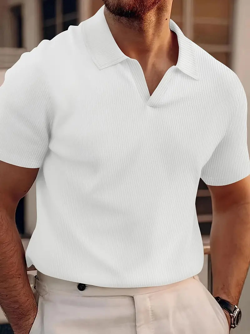 Herre Poloshirt Casual Vaffelstoff 4