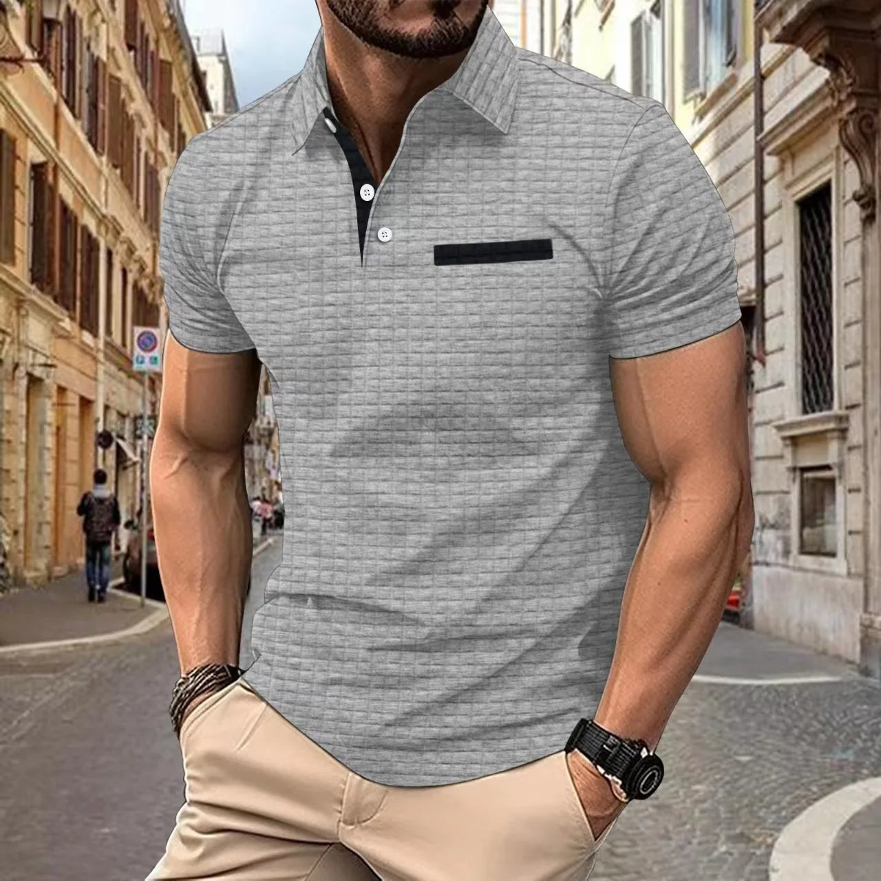 Herre Poloskjorte Uformell Stil Klassisk Krage 4