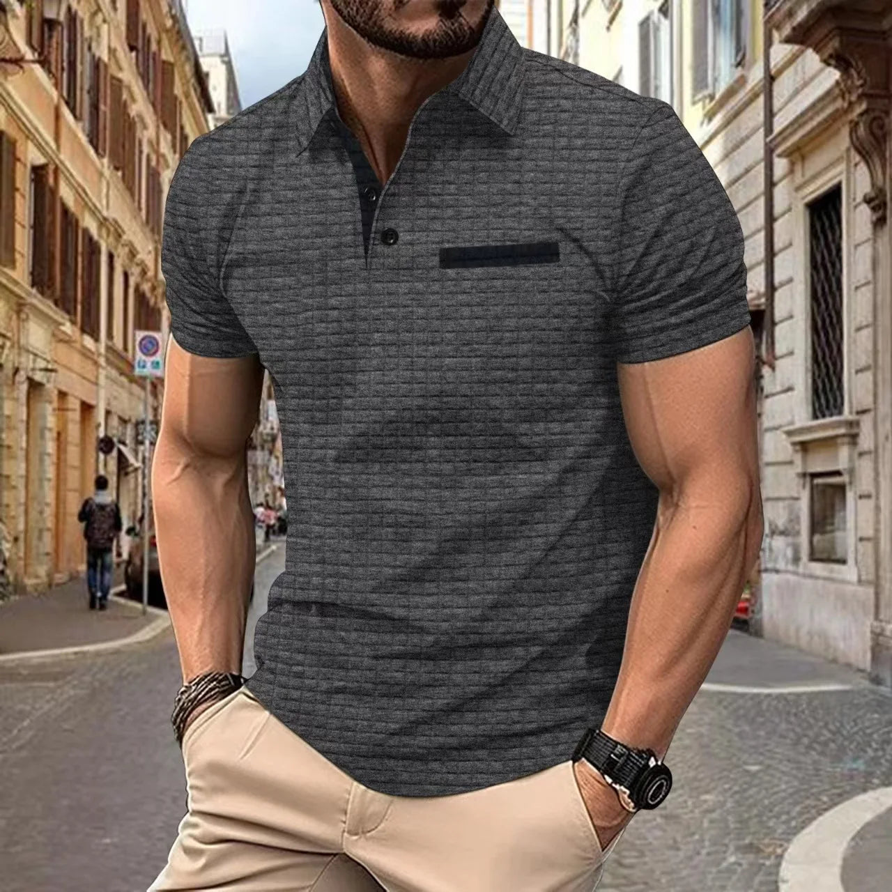 Herre Poloskjorte Uformell Stil Klassisk Krage 5