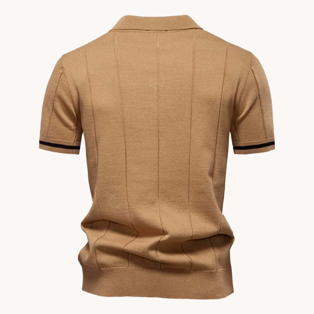 Herre Poloskjorte med Kort Erme og Kvart Glidelås 1