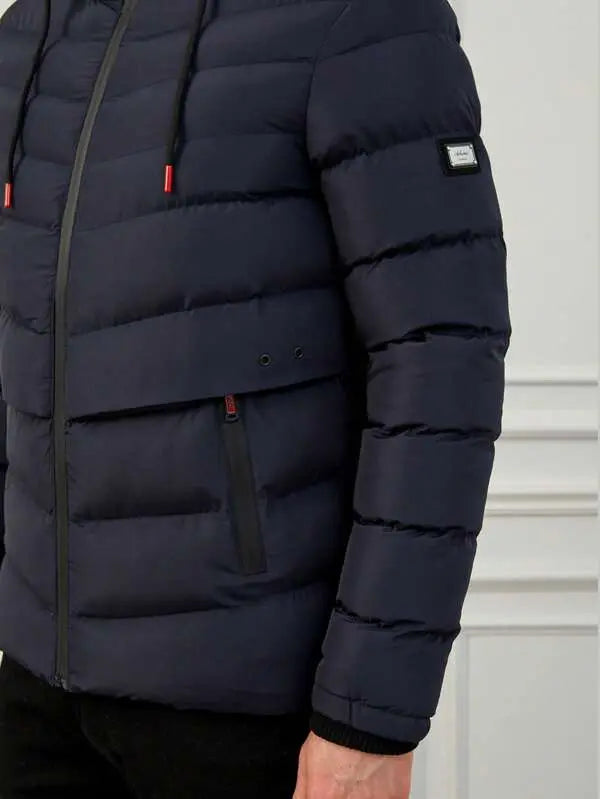 Herre Pufferjakke med Hette Moderne Design 3