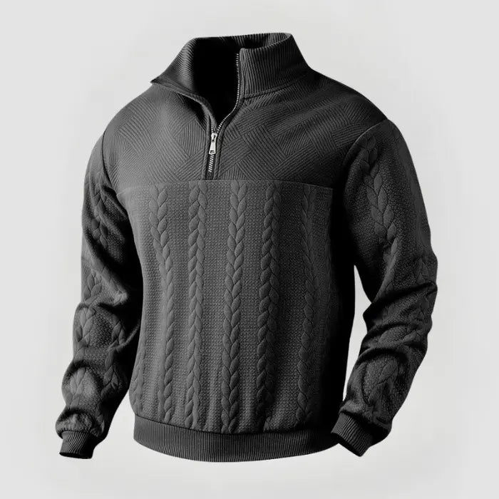 Herre Quarter Zip Genser Klassisk Stil 10