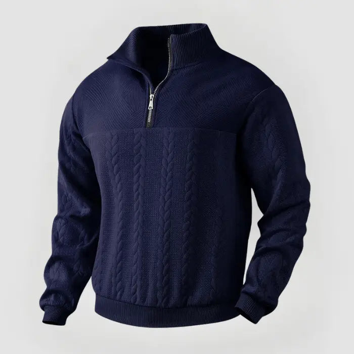 Herre Quarter Zip Genser Klassisk Stil 11