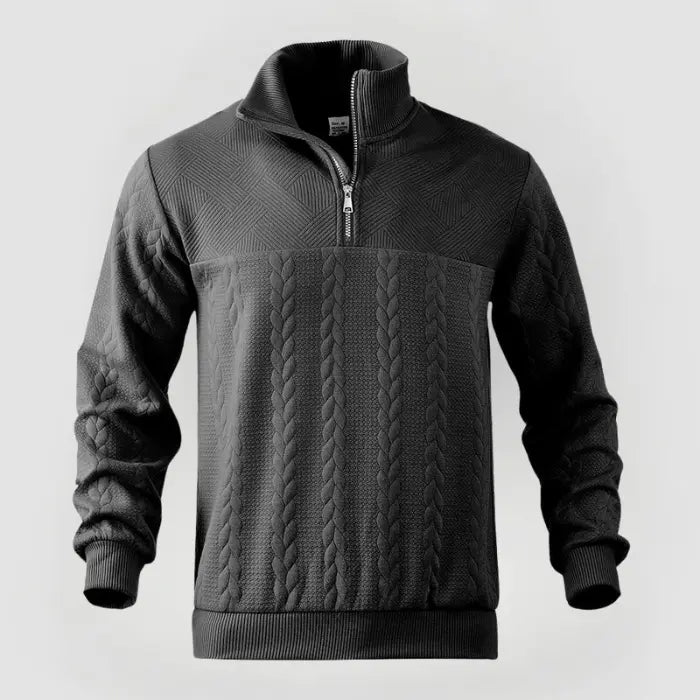Herre Quarter Zip Genser Klassisk Stil 5