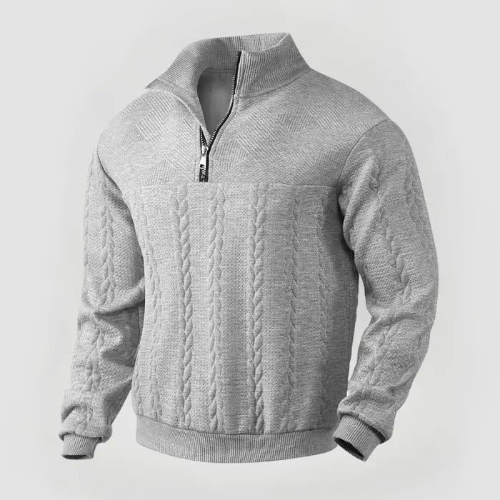 Herre Quarter Zip Genser Klassisk Stil 8
