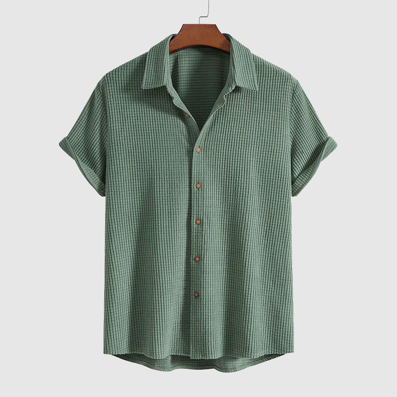 Herre Sett med Kortermet Skjorte og Shorts Avslappet Stilig 5