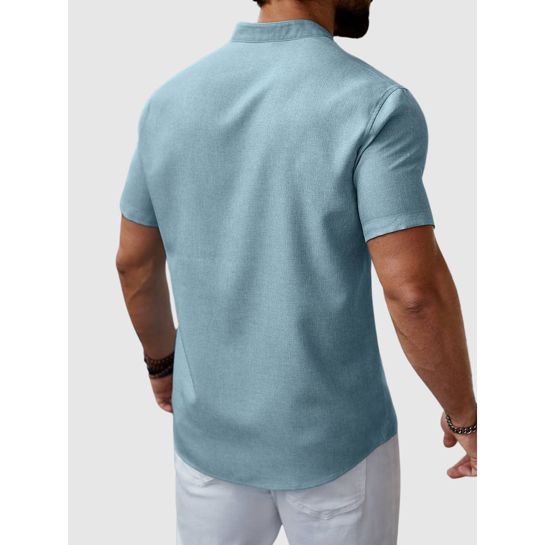 Herre Skjorte Henley Korte Ermer для Sommerbruk 6