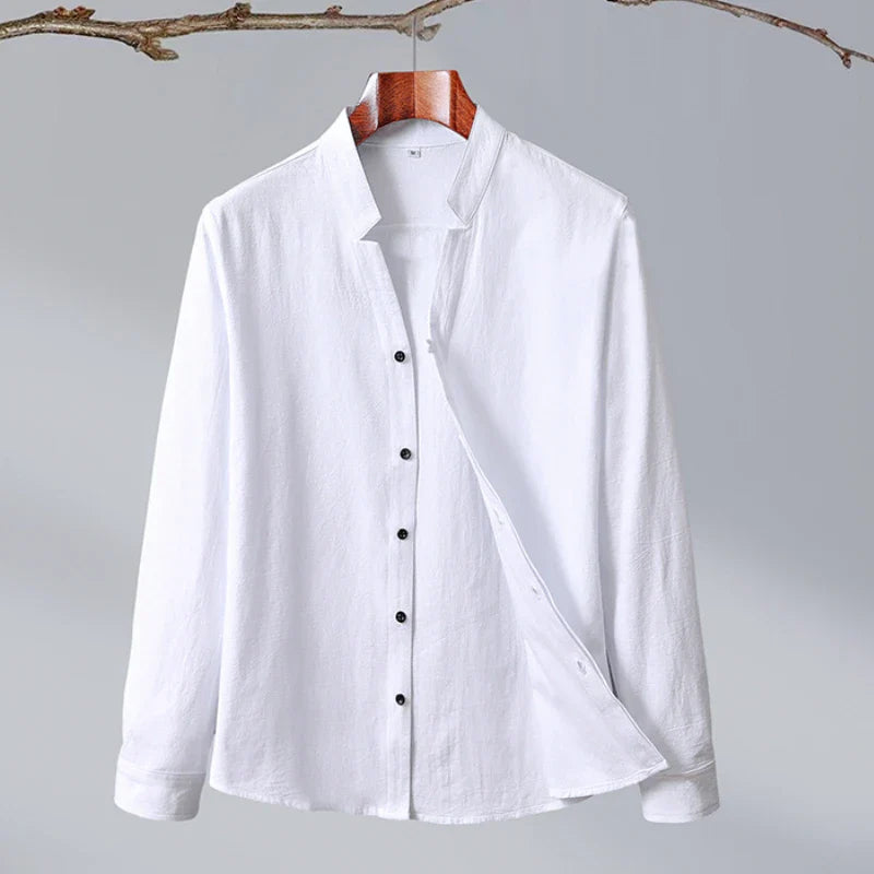 Herre Skjorte Langermet Minimalistisk Japansk Stil 1