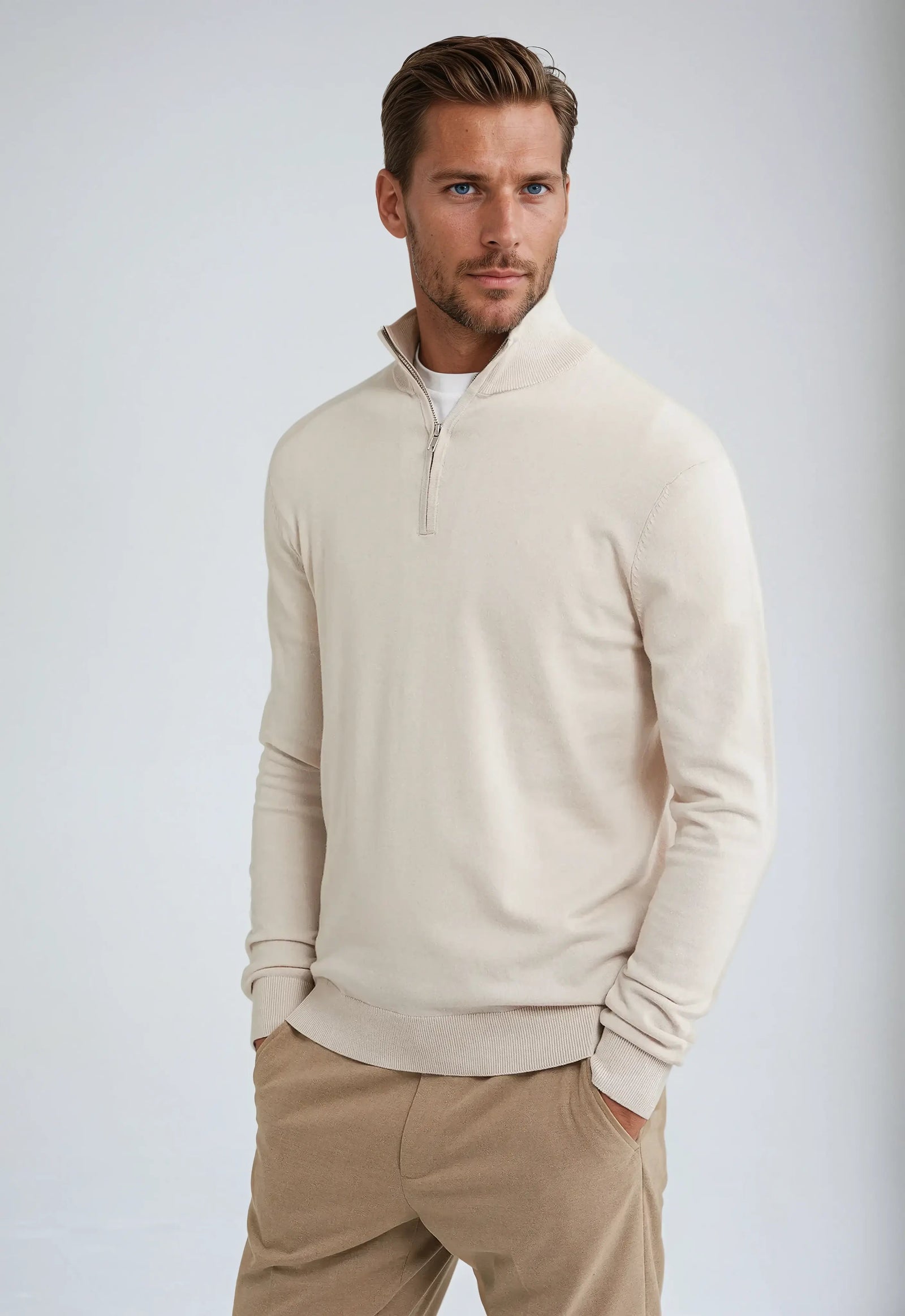 Herre Sweatshirt Halv Glidelås Avslappet Stil 5