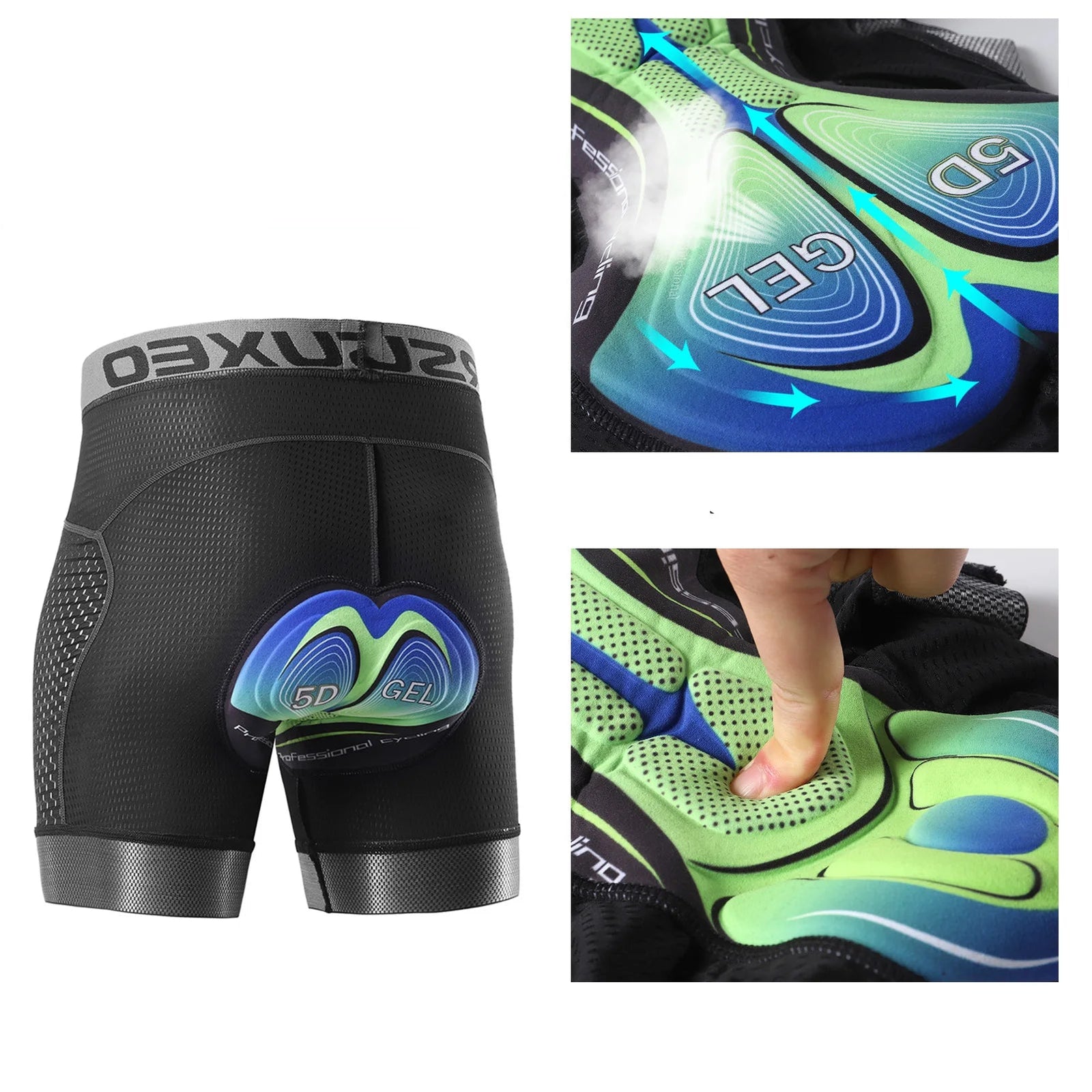 Herre Sykkelshorts med 5D Gel Polstring og Hurtigtørkende Materiale 3