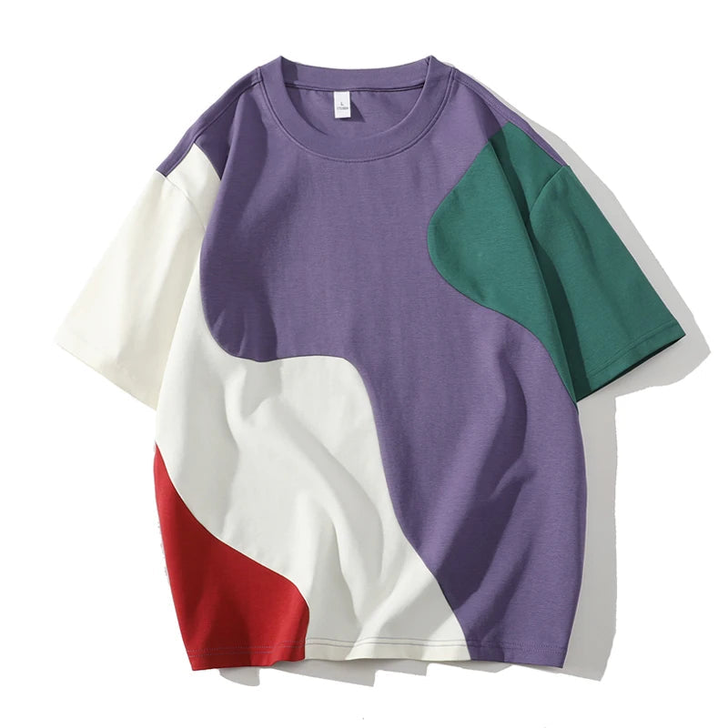 Herre T-skjorte med Fargeblokk Design 1