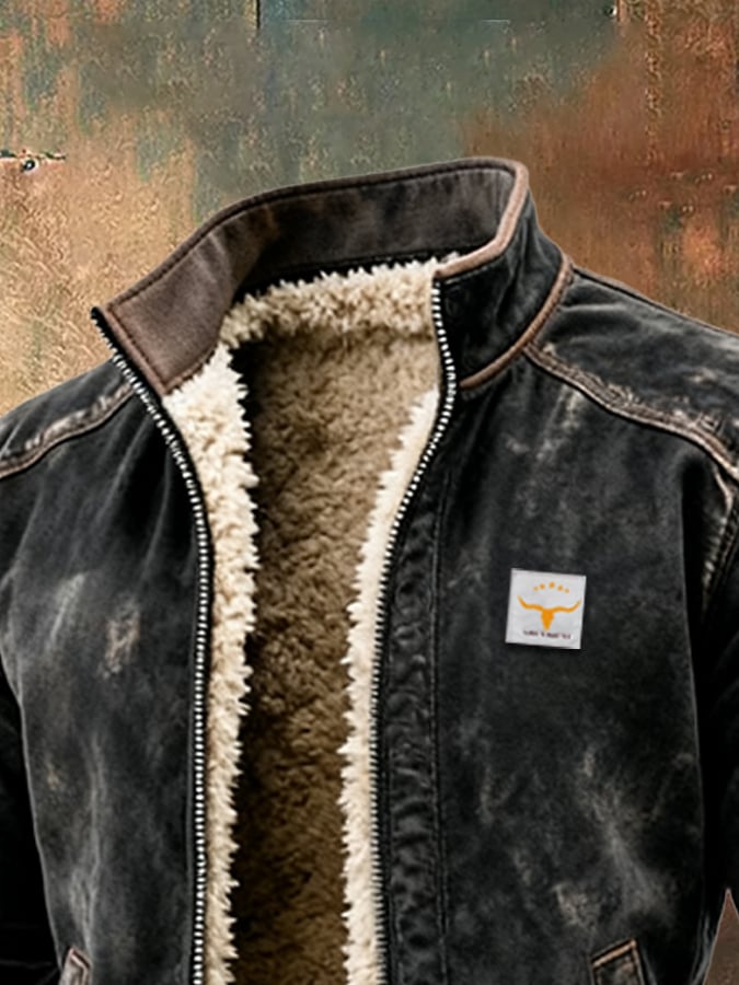 Herre Termisk Skinnjakke Vintage Stil 2