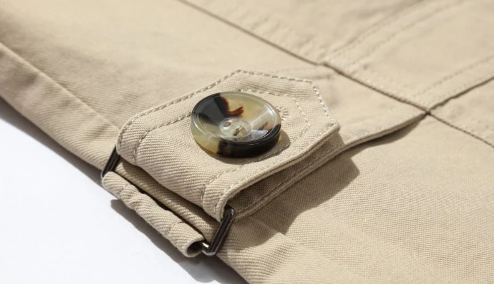 Herre Trenchcoat Dobbelknappet Strukturert Design Myk Blandingsmateriale 6