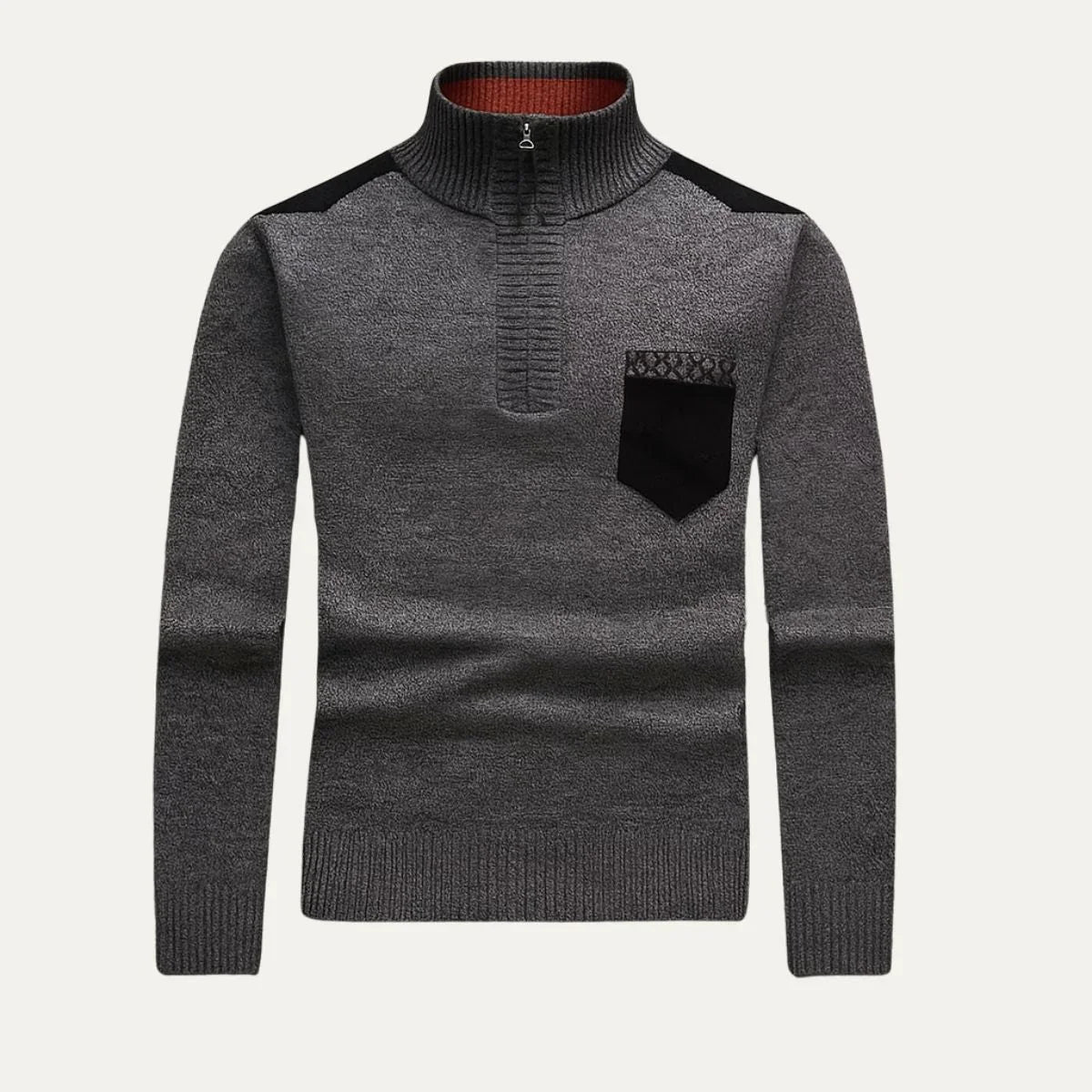 Herre Ullgenser Halv Zip med Patchwork Design 1