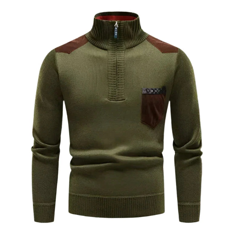 Herre Ullgenser Halv Zip med Patchwork Design 6