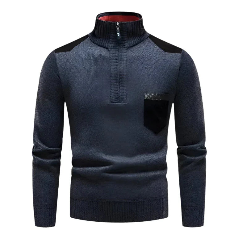 Herre Ullgenser Halv Zip med Patchwork Design 8