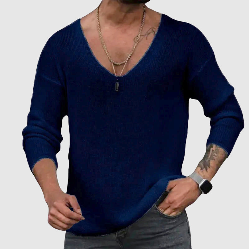 Herre V-hals Skjorte Uformell Stil Langermet 4