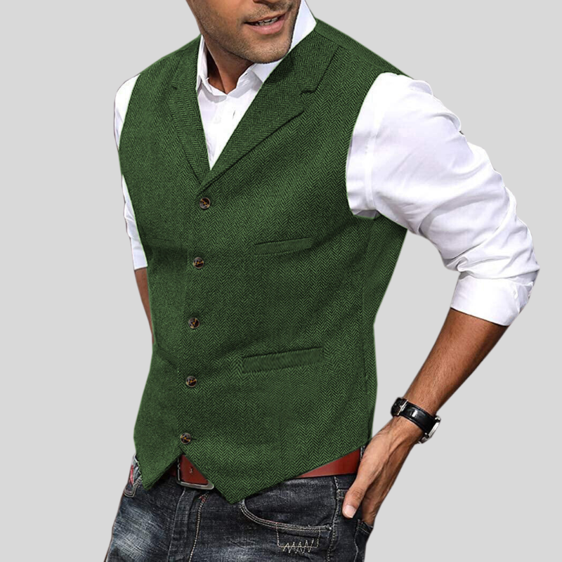 Herre Vest Korte Ermer Tidløs Stil 1