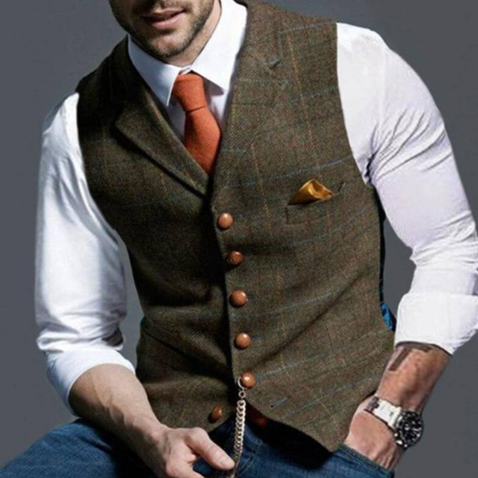 Herre Vest Slim Fit Med Knapper 1