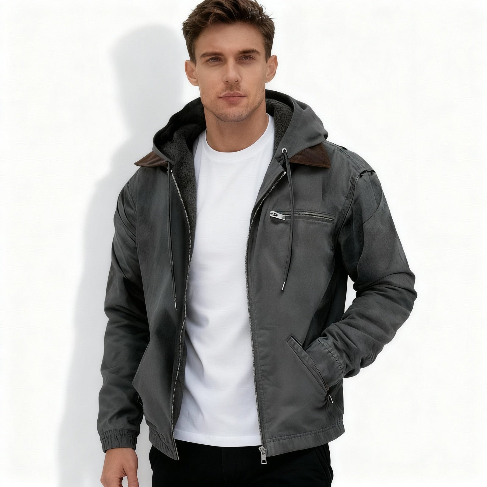 Herre Vinterparkas Moderne Design 5