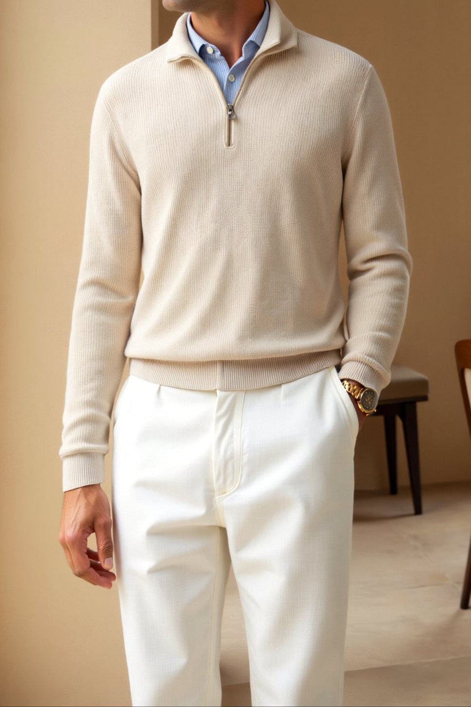 Herre Zip-skjorte Klassisk Design 2