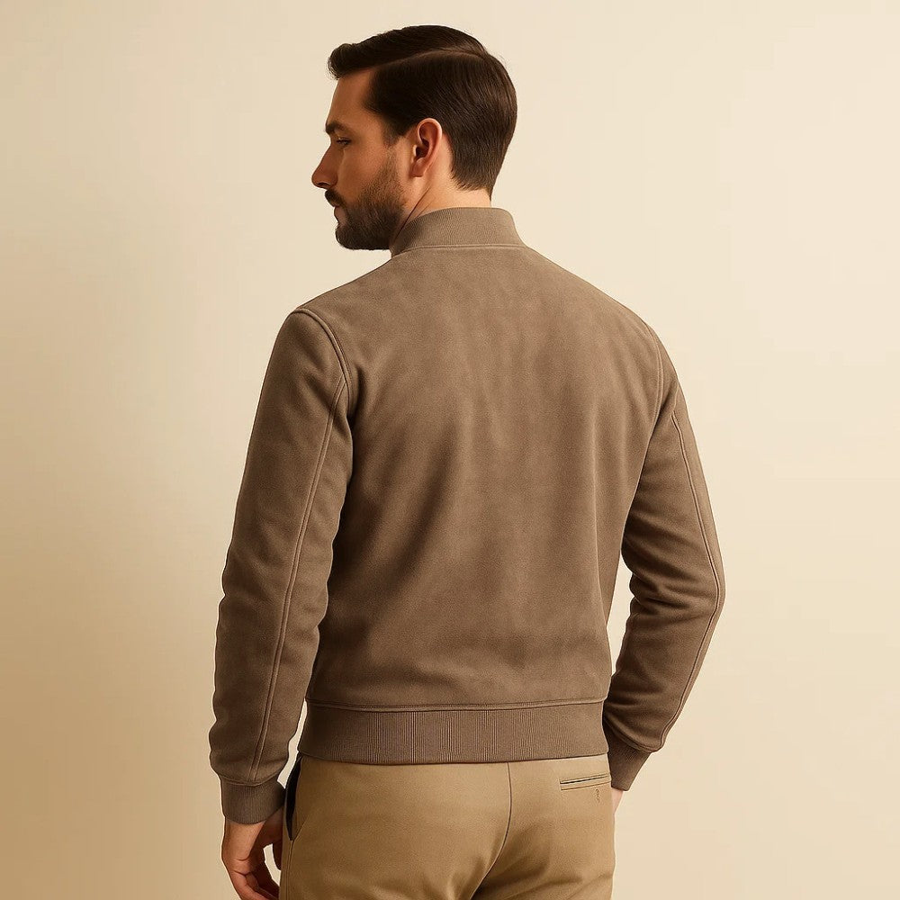 Herrejakke Vinter Semsket Skinn Tidløs Design Avslappet Stil 3