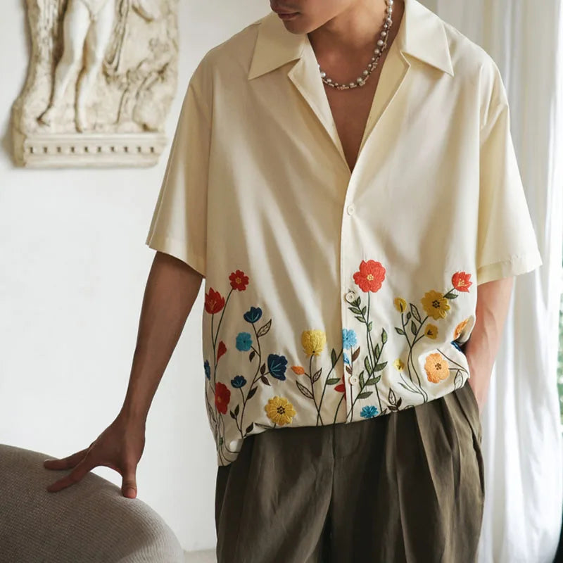 Herreskjorte Blomsterdesign Avslappet Stil 3