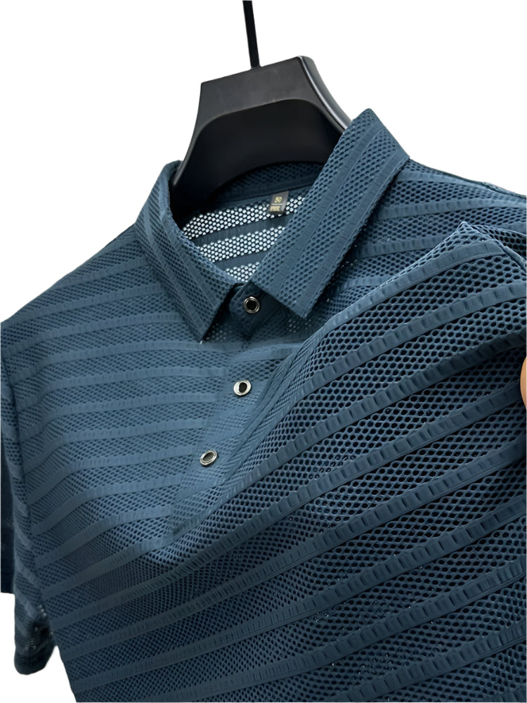 Herreskjorte i Silke med Mesh-design 0