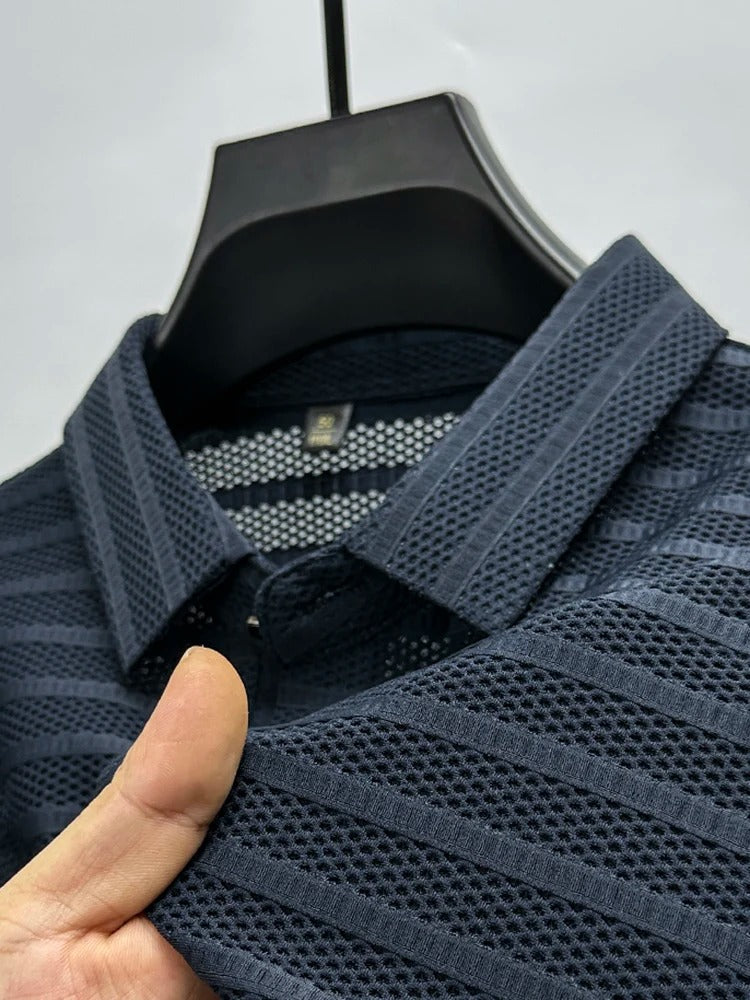 Herreskjorte i Silke med Mesh-design 4