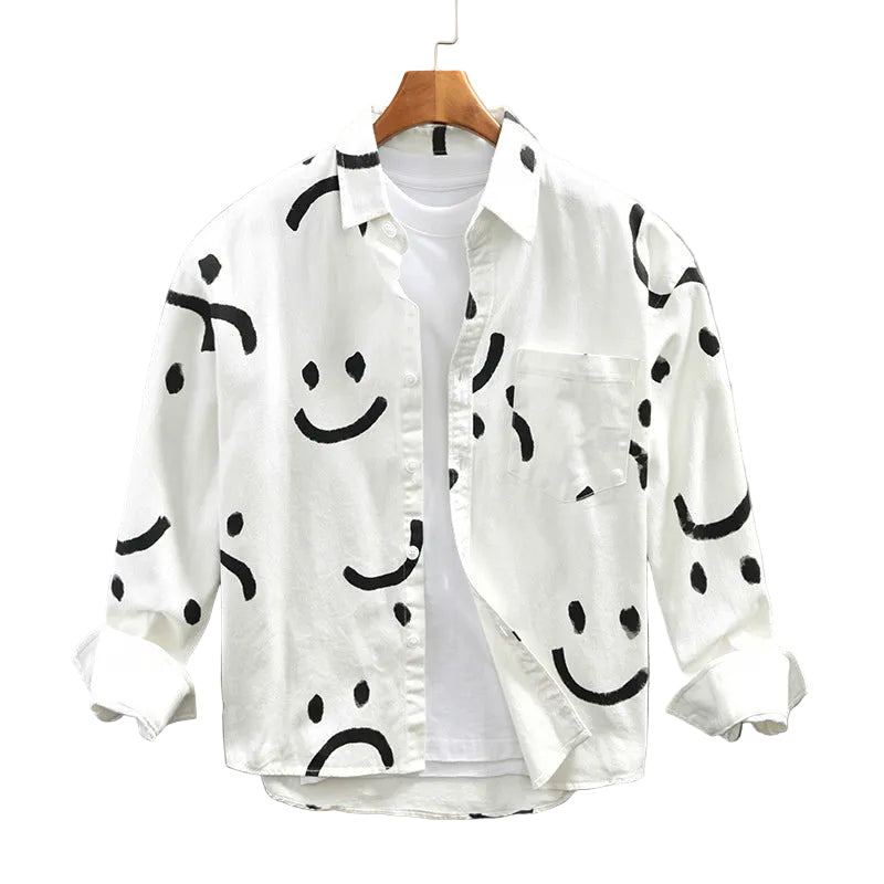 Herreskjorte med Lange Ermer og Smiley Mønster 0