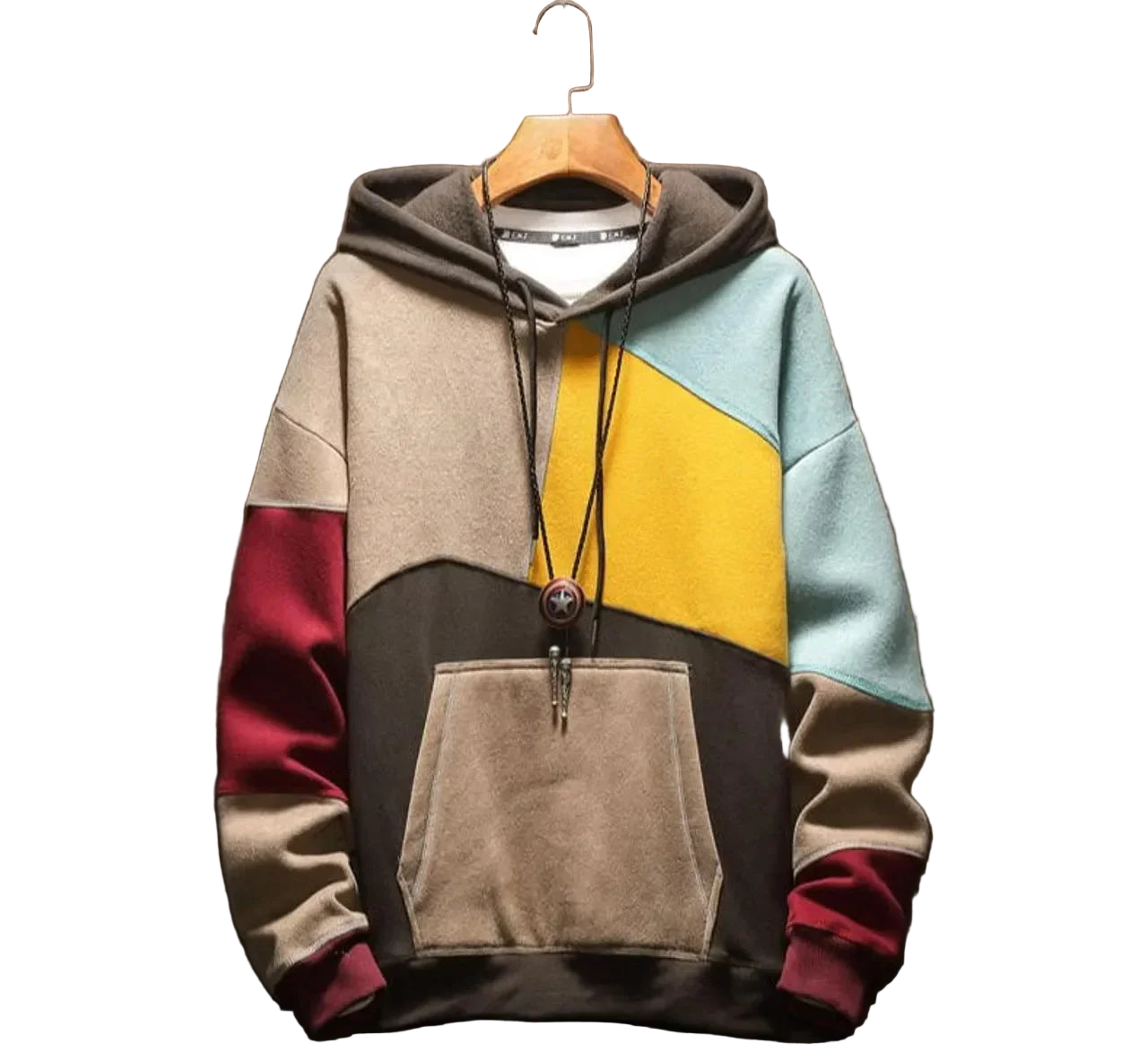Hettegenser Herre med Dristig Fargeblokk Design