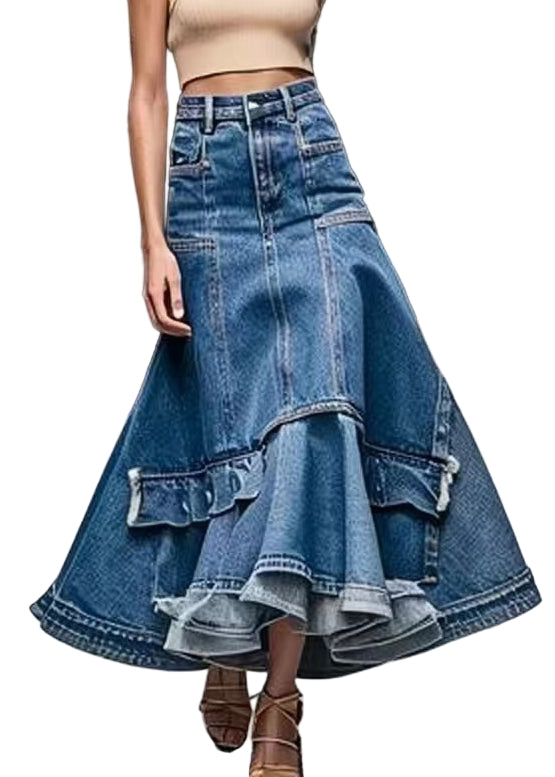 Høytlivs A-linje Skjørt i Denim for Damer 0