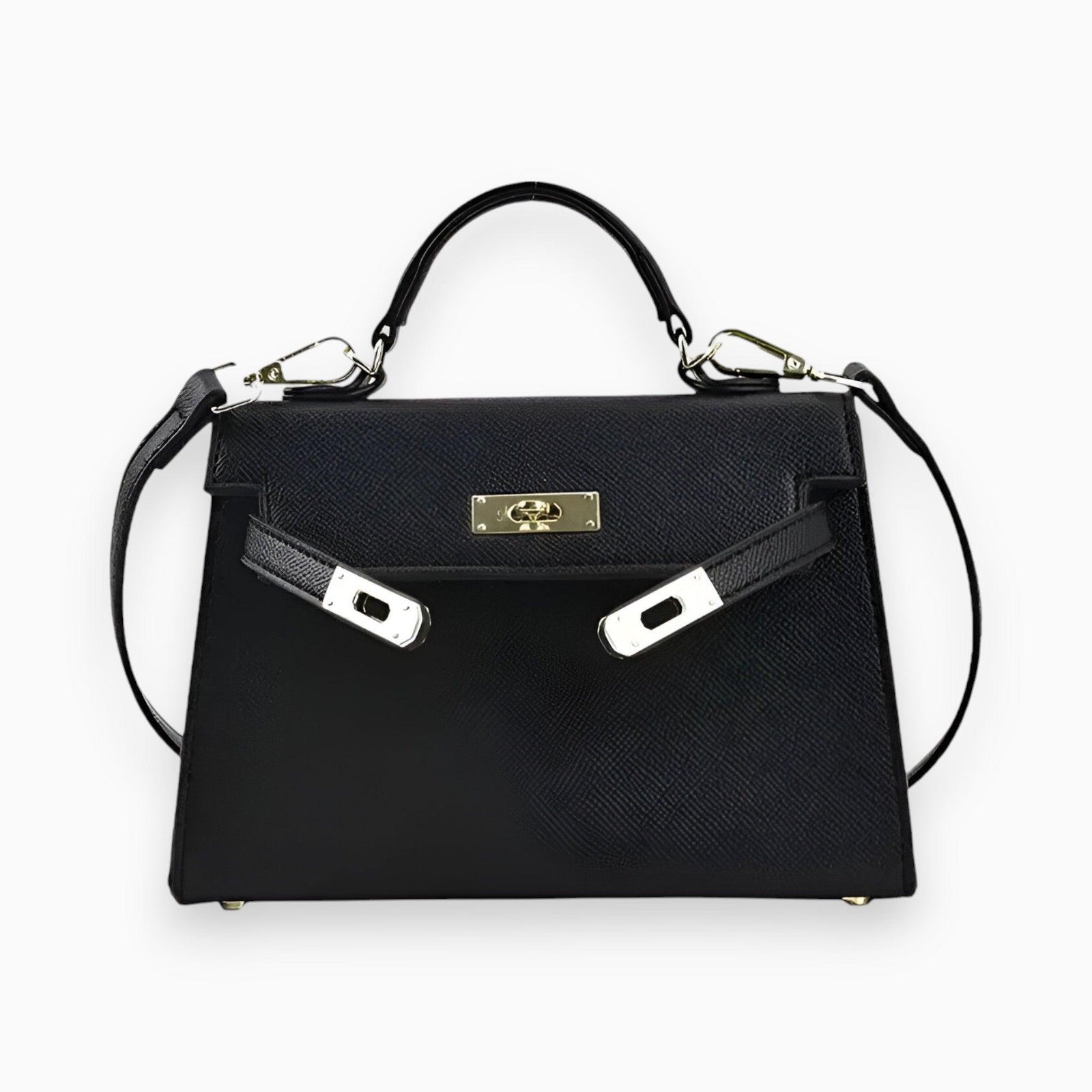 Klassisk Håndveske Geometrisk Design Metallåpning Teksturert Materiale 0