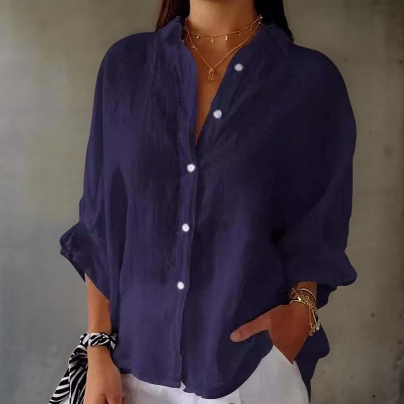 Kvinne Bluse i Bomullsblanding med Rette Linjer 6