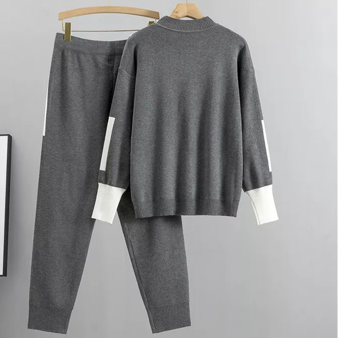 Kvinne Casual Lounge Genser og Bukser Sett 2